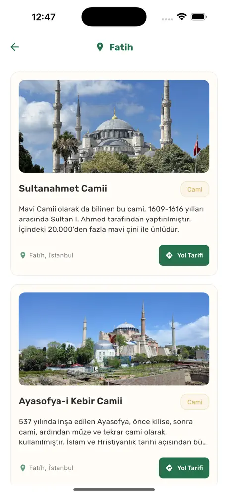 Manevi Duraklar iOS App Screenshot